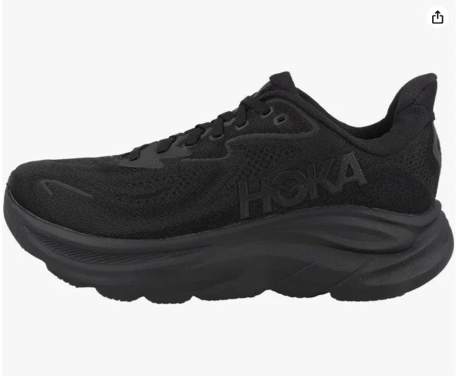 נעלי ריצה מוקצפות לנשים הוקה קליפטון 10 שחור/שחור