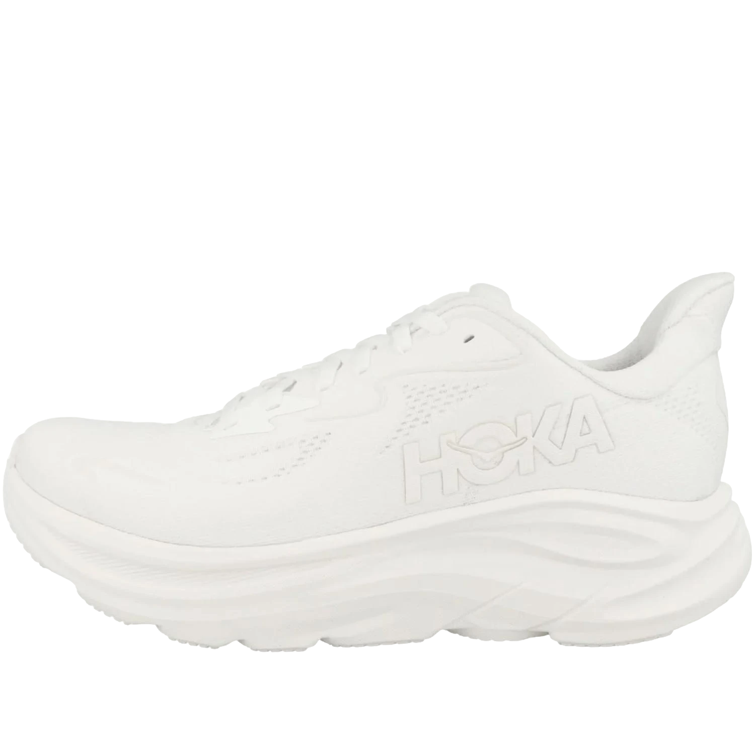 נעלי ריצה ממולאות לנשים הוקה קליפטון 10, לבן/לבן