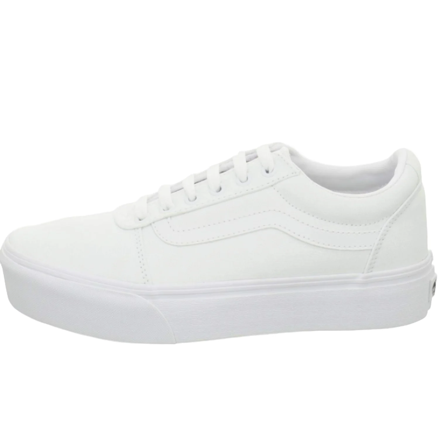 נעלי פלטפורמה לנשים של ונס, קנבס לבן